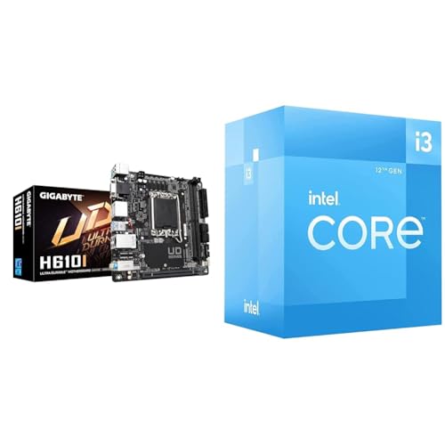 Image of GIGABYTE H610I (H610 / Intel /LGA 1700 / Mini-ITX / DDR5 / Single M.2 / PCIe 4.0 / USB & Intel Core i3 (12th Gen) i3-12100 Quad-core (4 Core) 3.30 GHz Processor - Retail Pack, Blue