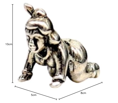 Image of Silver BalGopal Murthi|Mini Baby Krishna Crawling Statue|Home Temple Puja Article, Prosperity Gift | Handcrafted | Worship God (GH1007)