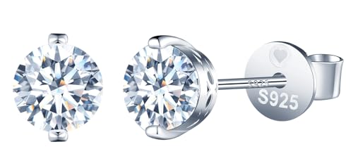 Infinionly Pendientes De Diamantes Para Mujer: Pendientes De Plata 925 Con 2 Quilates Moissanitas - 6,5 Mm Diamante Redondo De Color D Claridad Vvs1 Con Certificado Gra - Joyas De Boda De Fiesta Infinionly Pendientes De Diamantes Para Mujer: Pendientes De Plata 925 Con 2 Quilates Moissanitas - 6,5 Mm Diamante Redondo De Color D Claridad Vvs1 Con Certificado Gra - Joyas De Boda De Fiesta