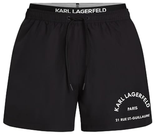 KARL LAGERFELD Hombre Rsg Elastic Short Boardshorts Negro XL