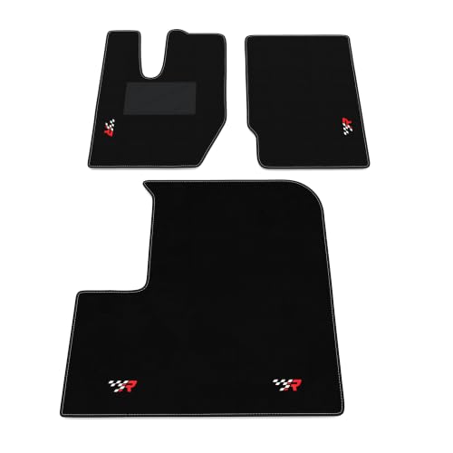 Alfombrillas Iveco Eurotrakker moqueta a medida alfombra negra para camión bordado R Racing