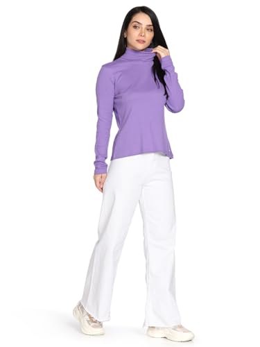 Image of TWIN BIRDS Women Cotton Turtle Neck Ribbed Tee | Full Sleeve Winter Top