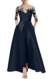 GipKyun Floor Length Mother of The Bride Pantsuits for Wedding Crewneck Women Prom Formal Gowns,Navy Blue 14