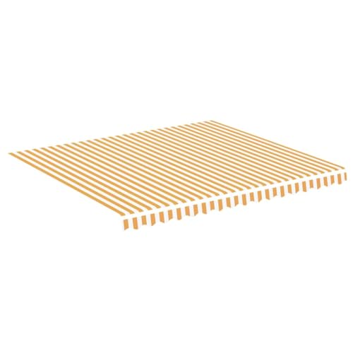 vidaXL Tela de Repuesto para Toldo Parte Superior Dosel Lona Recambio Jardín Patio Terraza Balcón Parasol Refugio Impermeable Amarillo y Blanco 4x3,5m