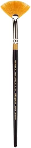 Miniatura 6 de KINGART B-091 Premium - Juego de 4 pinceles de abanico de oro original serie 9200, sintético dorado Taklon para acrílico, óleo, pintura de acuarela,