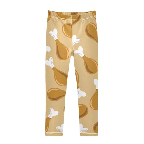 Drumstick Fried Girls Leggings,Workout Leggings for Girls Toddler Athletic Leggings Size for 3-10T