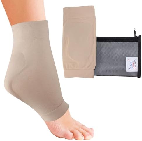 CRS Cross Achilles Heel Sleeve - Pair of Premium Padded Compression Gel Sleeve/Sock for Cushion & Protection of Haglunds Bump, Achilles Tendonitis, and Bursitis (One size fits most)