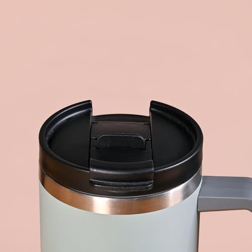 Image of Nestasia Replacment Lid for 1.2L Tumbler - Durable Hard Plastic Dual Flip Opening Lid with Separate Silicone-Sealed Straw Hole & Sip Opening | Leak Proof, Spill Proof & Dust Proof (Black)