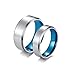 Aotiwe Para Parejas Anillos Azul Plateado Anillo Banda Mate Lisa, Acero Inoxidable Anillos Pareja Mujer 17 & Hombre 20
