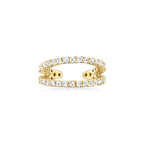 Pure Collection by Ross-Simons 0.20 ct. t.w. Diamond 2-Row Single Ear Cuff in 14kt Yellow Gold
