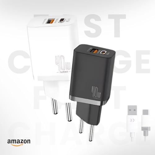 Kit de Carregador Turbo Android Power 40W 4.0 Entrada Tipo C + Cabo USB - Tipo C 1m Universal Carreg