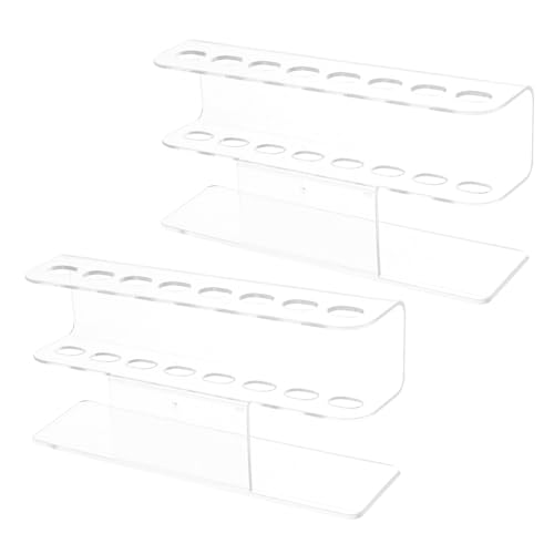 TINEASUR 2個透明アクリルディスプレイ棚 スロット美甲ツールホルダー まげピンオーガナイザー ネイルペン収納ラック ネイルサロン用自宅オ