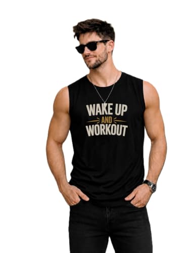 Image of JUGULAR Tank Tops Sleeveless T-Shirt for Men Gym Wear Vest Printed Stylish Round Neck Running for Sports Workout Fitness & Casual or Beach Wear