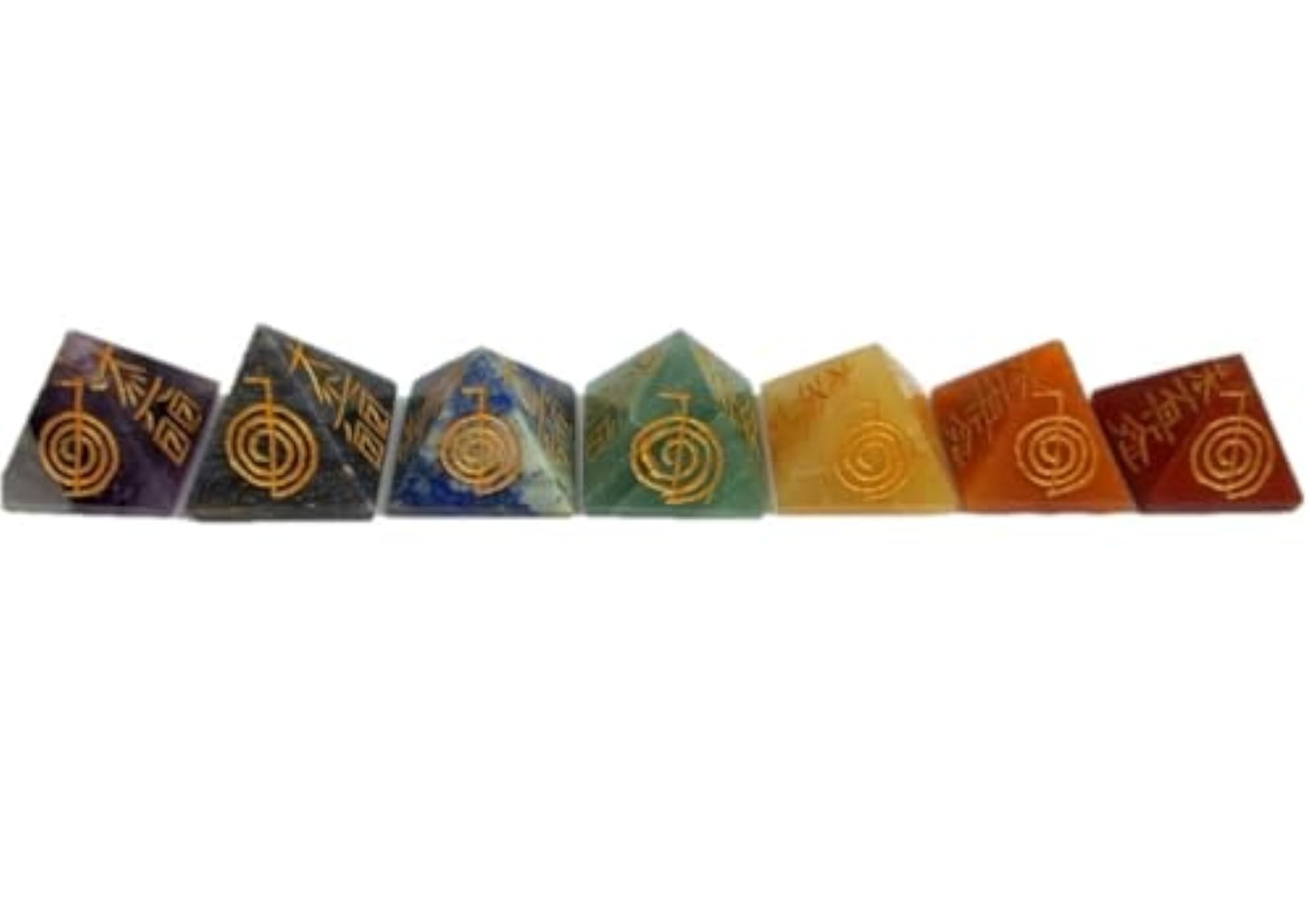 Jet Chakra Pyramid Usui Engraved Pentagram Healing Set