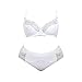 Ensemble de Lingerie Sexy avec des Femmes Ensemble Soutien-Gorge et Culotte à Armatures 3 pièces Porte-Jarretelles en Dentelle Body Babydoll Taille Haute en Peluche (Blanche,48/110D)