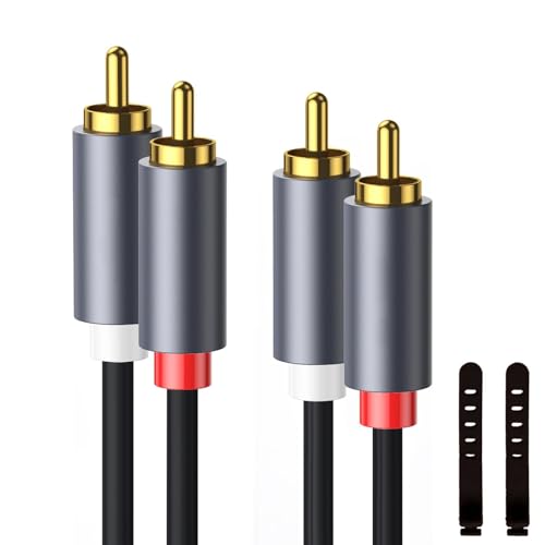NOOYNOEO Cables RCA Phono a Phono, 2RCA macho a 2RCA macho, cable de audio estéreo para cine en casa, HDTV, consolas de juegos, 1 m, con 2 correas de almacenamiento de cable de datos