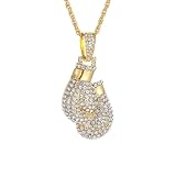 NHTISGRUE Collar colgante de guante de boxeo con hielo, cadena de hip hop de oro/plata, joyería de boxeo con pedrería para hombre y streetwear
