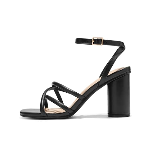Arromic Women's Heeled Sandals - Chunky Block Heels, Strappy Square Open Toe Ankle Strap Dressy Party Wedding Prom Sandals for Women2