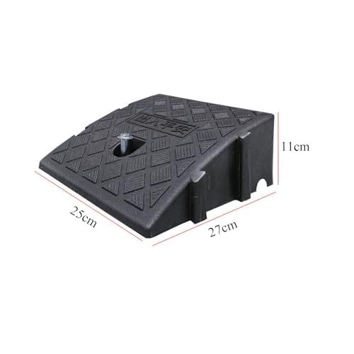 Alfombra para rampa de coche, alfombra para rampa de escalón, pendiente alta de plástico resistente para bordillos, alta capacidad de carga, fijación tipo clip para instalación fácil (amarilla, 25 x 27 x 11 cm) miniatura 2