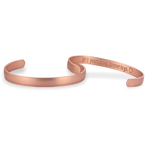 MagEnergy 7 Year Anniversary Copper Gifts for Him Her Couples, Copper Bracelet for Men Women (2Pcs), 7th Wedding Anniversary Copper Jewelry Gift for Wife Husband, Engraved Adjustable Cuff for Loved One