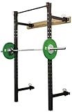 French Fitness Wall Mounted Foldable Squat Rack WMR10 – Space-Saving Squat, Power Rack & Pull-Up Station with Adjustable Pull-Up Bar & J-Hooks