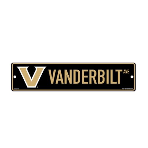 Rico Industries NCAA Vanderbilt Commodores Black 4" X 17" Plastic Street Sign
