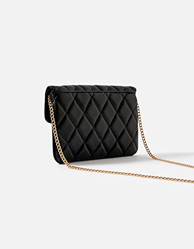Image of Accessorize London women's Faux Leather Black Quilted Sling bag