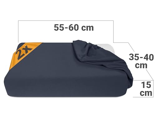 npluseins 2er Pack Spannbezüge Kissenbezüge für Gesundheitskissen 1450.2049, 1 Pack (2 Stück) - Spannbezüge 35-40 x 55-60 cm, anthrazit