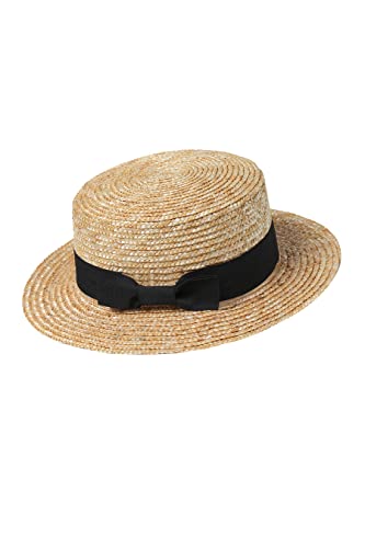 BABEYOND Mens Brim Boater Hat Gatsby Straw Panama Hat Fedora Summer Beach Sun Hat 20s Costume Accessories Black