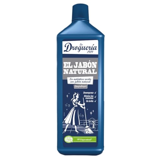 LA DROGUERIA - Limpiahogar Jabón Natural - 1L (1000ml) - Limpiador Multisuperficies Concentrado Ecológico - Desengrasante y Abrillantador sin Residuos