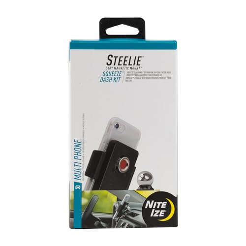 Image of Nite Ize Steelie Squeeze Dash Kit - Magnetic Cell Phone Holder for Car Dashboard - Adjustable Phone Holder for Cars - Compatible with Apple MagSafe iPhones & Accessories