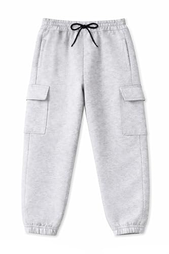 Image of Trampoline Boys & Girls Cotton Terry Cargo Joggers with 4 Utility Pockets | Elastic Waist with Drawstring | Ribbed Cuffs | Soft Kids Jogger Pants for Casual Wear & Outdoor Play