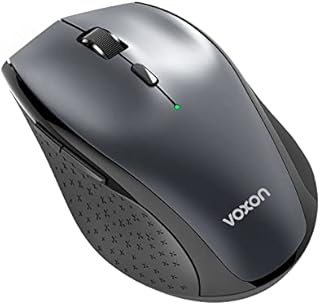 VOXON 3200DPI Bluetooth Mouse,High Definition Full Size Wireless Mouse For Large Sized Hands,24 Month Battery Life With Battery Indicator,Side Buttons,Any Surface Tracking (Grey)