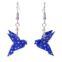 Boucles D'oreilles Papier Origami Colombe - Couleur Moutarde, Marque The Cocotte, Neuves Avec étiquettes
