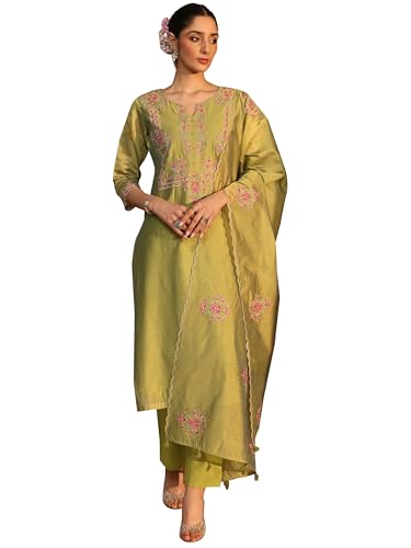 Kurta pour femme Libas Art olive en taille 52 tunique indienne traditionnelle
