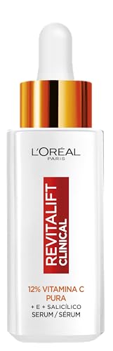 L'Oréal Paris Sérum Facial 12% Pura Vitamina C , Piel más luminosa y poros menos visibles, Reduce las arrugas, la despigmentación y los poros, Revitalift Clinical, 30 ml