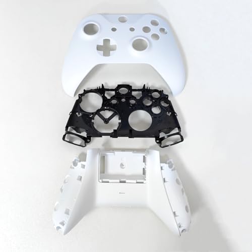 Image of Hzxkqmil Replacement Full Housing Shell Kit for Xbox One X /S Controller | DIY Faceplate Case Front Cover Back Shell Middle Frame Side Rails Buttons Accessories for Xbox One S /X Controller 1708, White