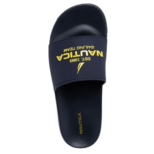 Image of Nautica Men's Open Toe Slide Sandals - Comfortable Indoor & Outdoor Shower Slippers