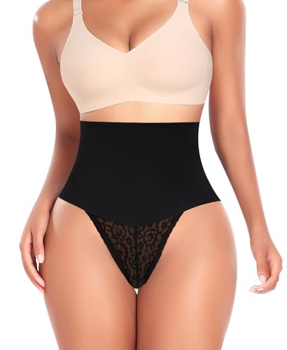 Image of Werena Tummy Control Thong Shapewear for Women Lace Shaping Thong Girdle