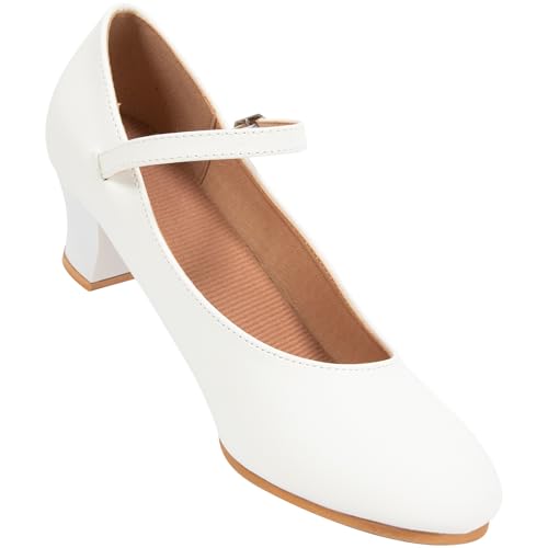 Image of Linodes PU Leather Ankle Strap Character Shoe 1.55'' Dance Shoes for Women-UPD