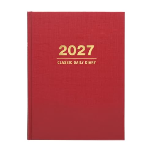 Excello 2027 Hardcover Daily Diary Journal Planner, 6.25" X 8.25", Red
