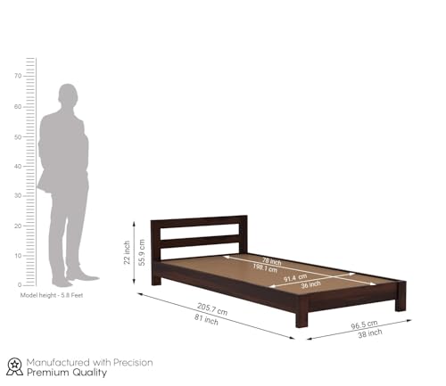 Image of CRAFT D ARTS Sheesham Wood Single Size Bed Without Storage | Wooden Single Bed | Space Saving Low Floor /Lying /Rise /Level /Profile Cot Bed for Bedroom | Pavlich, Walnut Finish