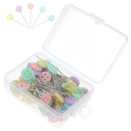 Housoutil 100pcs Button Head Needles for Sewing Quilting Pins for Crafting Easy to Carry and Store for Projects Dressmaking and Ornament Decoration