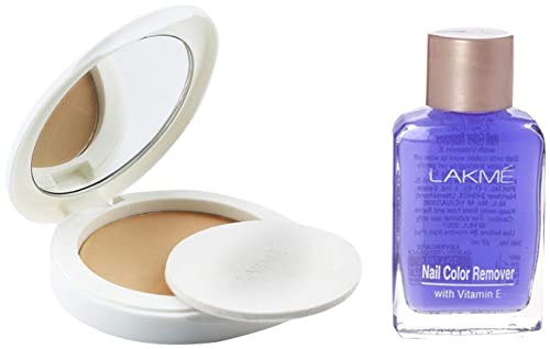 Image of LAKME Absolute Pr Skin Lightening Matte Compact For All Skin Spf 23 If 8G Powder& Nail Color Remover, 27Ml, 8 Gram, Ivory