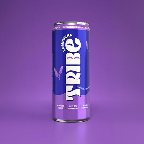 Image of Tribe Kombucha Probiotic Super Drink | Supports Gut Health | Gluten-Free | Naturally Fermented | Super Refreshing | Gut Friendly | Improves Blood Sugar | Antioxidant and Hydration | No Added Sugar | 250 ML X 6 (BUSSIN LAVENDER)