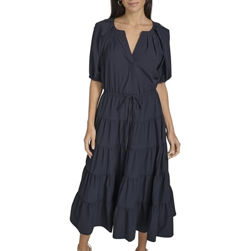 Image of Calvin Klein Puff Sleeve Commuter Tiered Maxi