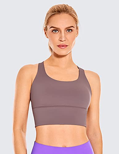Crz Yoga Strappy Longline Sports Bras For Women - Wirefree Padded Criss Cross Yoga Bras Cropped Tank Tops Mauve Medium #TOP1
