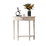 Konsolentisch mit Schublade, Massivholz Halbmond-Design, Vintage Eingangstisch mit Ablageregal für Wohnzimmer, 39,3 Zoll