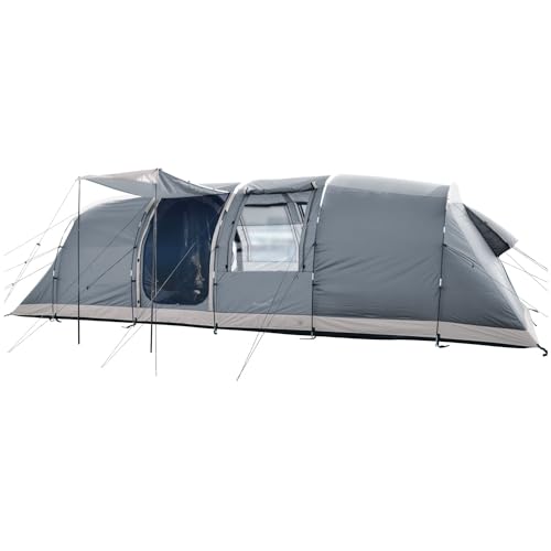 Skandika Tunnelzelt Casablanca 8 Protect | Camping Zelt mit 2 Schlafkabinen, dunkle Schlafkabine, eingenähter Zeltboden, 3000 mm Wassersäule, 2m...