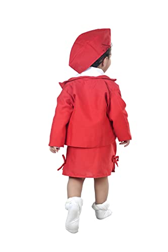 Image of BookMyCostume Airline Air Hostess Kids Fancy Dress Costume for Girls - Red 3-4 years